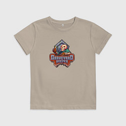 Футболка хлопковая детская Graveyard Keeper логотип игры, цвет: миндальный