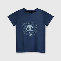 Футболка хлопковая детская Панда в ветвях, цвет: тёмно-синий