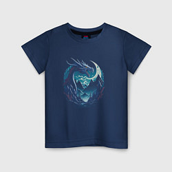 Футболка хлопковая детская Дракон в горах, цвет: тёмно-синий