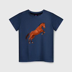 Футболка хлопковая детская Англо-арабская лошадь, цвет: тёмно-синий
