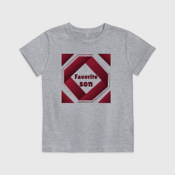 Футболка хлопковая детская Любимый сын, надпись в ромбе, цвет: меланж