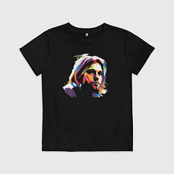 Футболка хлопковая детская Кобейн, цвет: черный