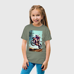 Футболка хлопковая детская Мотокросс - экстрим, цвет: авокадо — фото 2