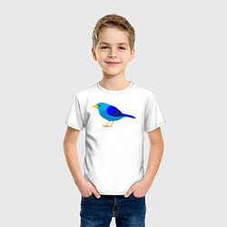 Футболка хлопковая детская Синяя птичка, цвет: белый — фото 2