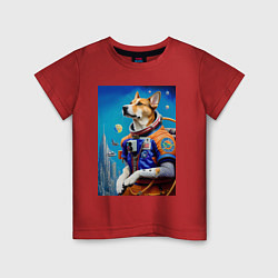 Футболка хлопковая детская The dog is a brave cosmonaut, цвет: красный