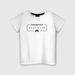 Футболка хлопковая детская Half-Life gaming champion: рамка с лого и джойстик, цвет: белый