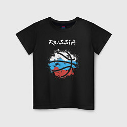 Футболка хлопковая детская Russia basketball, цвет: черный