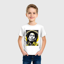 Футболка хлопковая детская Bob Marley Digital Art, цвет: белый — фото 2