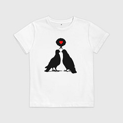Футболка хлопковая детская Birds love, цвет: белый