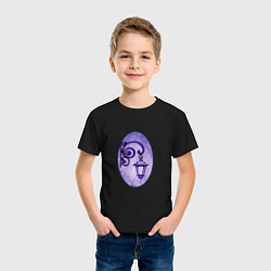 Футболка хлопковая детская Фиолетовый уличный фонарь в рамке, цвет: черный — фото 2