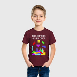 Футболка хлопковая детская Tetris - the game is never over, цвет: меланж-бордовый — фото 2