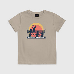 Футболка хлопковая детская Волейбол моя страсть, цвет: миндальный