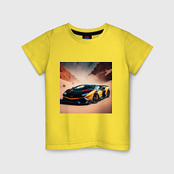 Футболка хлопковая детская Lamborghini Aventador, цвет: желтый