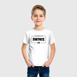 Футболка хлопковая детская Fortnite gaming champion: рамка с лого и джойстико, цвет: белый — фото 2