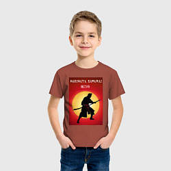 Футболка хлопковая детская Самурай сенсей, цвет: кирпичный — фото 2