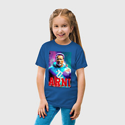 Футболка хлопковая детская Super Arnold Schwarzenegger - Arni ai pop art, цвет: синий — фото 2