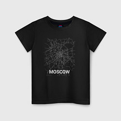 Футболка хлопковая детская Moscow map, цвет: черный