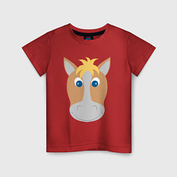 Футболка хлопковая детская Мордашка лошадки, цвет: красный
