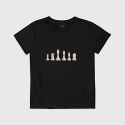 Футболка хлопковая детская Белые шахматные фигурки, цвет: черный