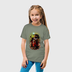Футболка хлопковая детская Такса Волшебник колдует, цвет: авокадо — фото 2