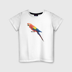 Футболка хлопковая детская Одинокий сине-красный попугай, цвет: белый