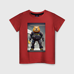 Футболка хлопковая детская Capy-policeman - cyberpunk, цвет: красный