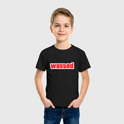 Футболка хлопковая детская Wasted - красная, цвет: черный — фото 2