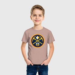 Футболка хлопковая детская Denver Nuggets logo, цвет: пыльно-розовый — фото 2