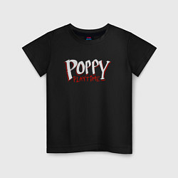 Футболка хлопковая детская Poppy Playtime лого, цвет: черный