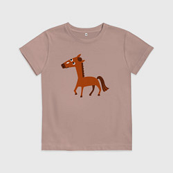 Футболка хлопковая детская Длинная лошадка, цвет: пыльно-розовый