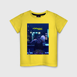 Футболка хлопковая детская Cyberpunk: Edgerunners Дэвид и Люси, цвет: желтый