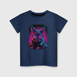 Футболка хлопковая детская Neon Rabbit Style, цвет: тёмно-синий