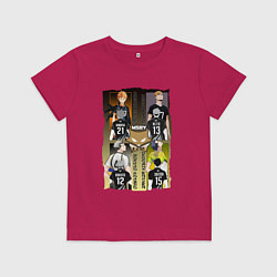 Футболка хлопковая детская Волейбол - haikyuu, цвет: маджента