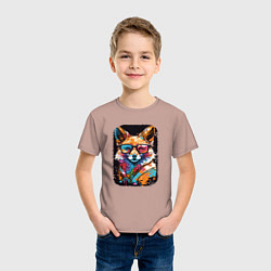 Футболка хлопковая детская Abstract Colorful Fox, цвет: пыльно-розовый — фото 2