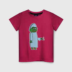 Футболка хлопковая детская Лягушонок Пепе в пижаме, цвет: маджента