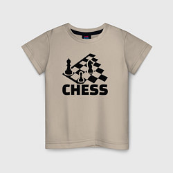 Футболка хлопковая детская Chess game, цвет: миндальный
