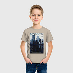 Футболка хлопковая детская Moscow city обложка журнала, цвет: миндальный — фото 2