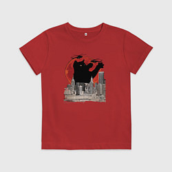 Футболка хлопковая детская Котьзилла, цвет: красный