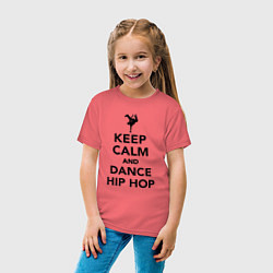 Футболка хлопковая детская Keep calm and dance hip hop, цвет: коралловый — фото 2