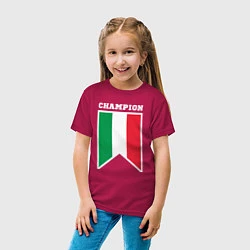 Футболка хлопковая детская Италия чемпион, цвет: маджента — фото 2
