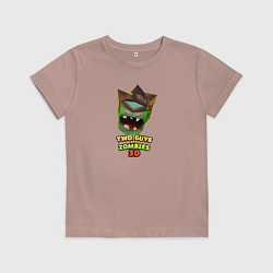 Футболка хлопковая детская Two Guys & Zombies 3D - Голова зомби, цвет: пыльно-розовый