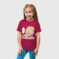 Футболка хлопковая детская Saitama - Okey, цвет: маджента — фото 2