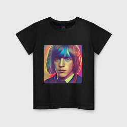 Футболка хлопковая детская Brian Jones Glitch Art, цвет: черный