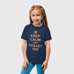 Футболка хлопковая детская Keep calm and volley on, цвет: тёмно-синий — фото 2
