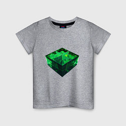 Футболка хлопковая детская Куб из зелёного кристалла, цвет: меланж