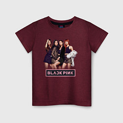 Футболка хлопковая детская Rose Blackpink kpop, цвет: меланж-бордовый