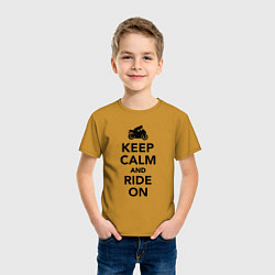 Футболка хлопковая детская Keep calm and ride on, цвет: горчичный — фото 2