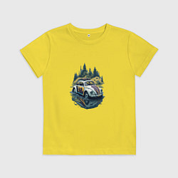 Футболка хлопковая детская Ретро Фольксваген Жук, цвет: желтый