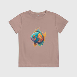 Футболка хлопковая детская Рыба мечты, цвет: пыльно-розовый