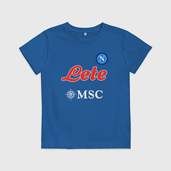 Футболка хлопковая детская Виктор Осимхен ФК Наполи форма 2223 домашняя, цвет: синий